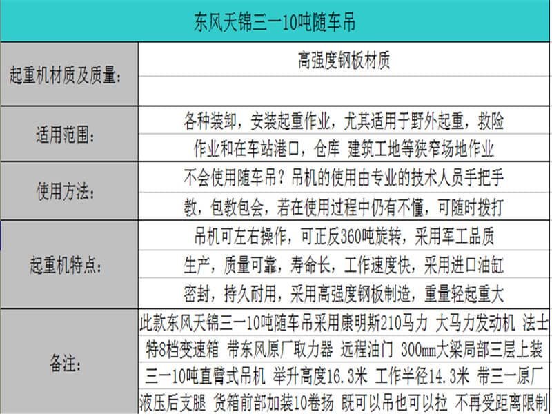 東風天錦三一10噸隨車吊