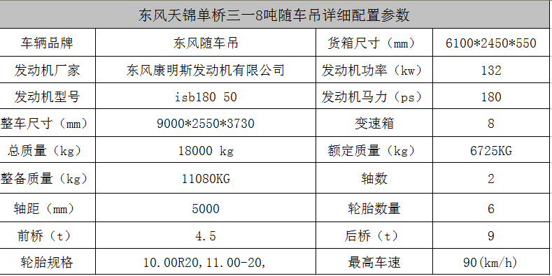 東風天錦三一8噸隨車吊