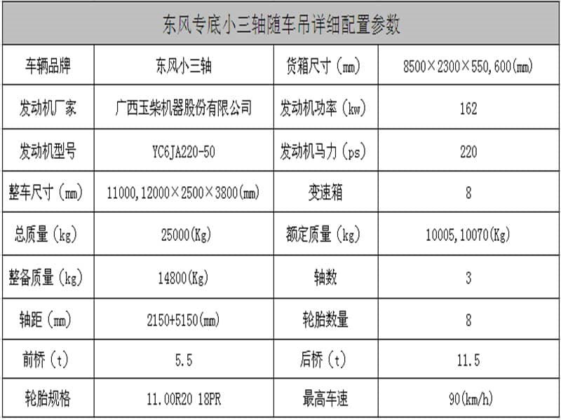 東風(fēng)小三軸10噸隨車吊