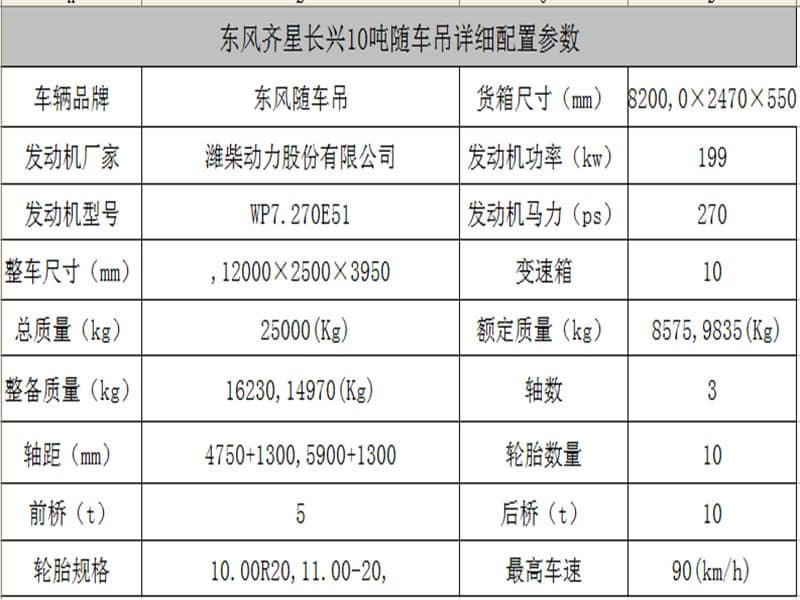 東風(fēng)齊星濰柴10噸隨車(chē)吊