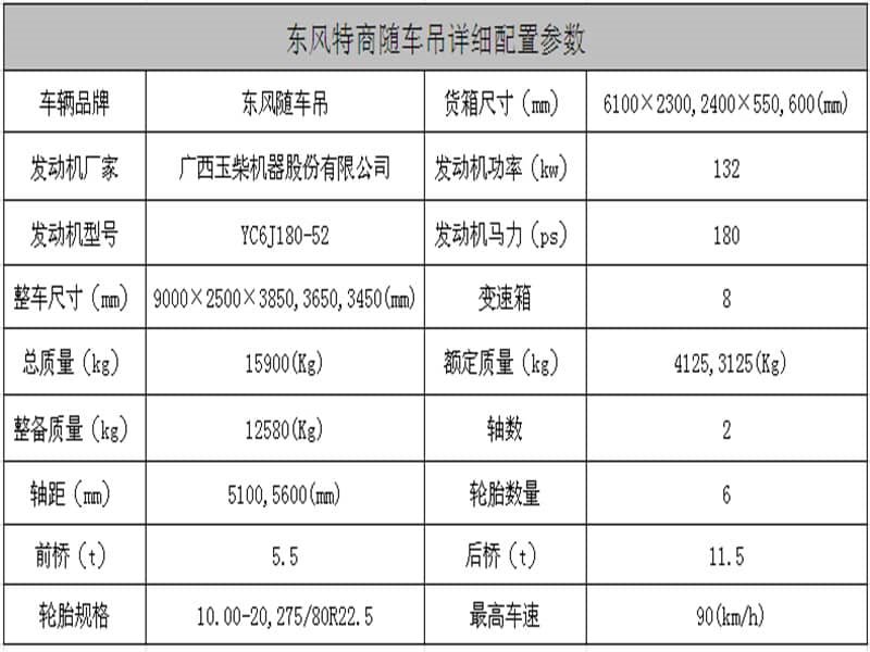 東風(fēng)特商8噸隨車吊帶平板
