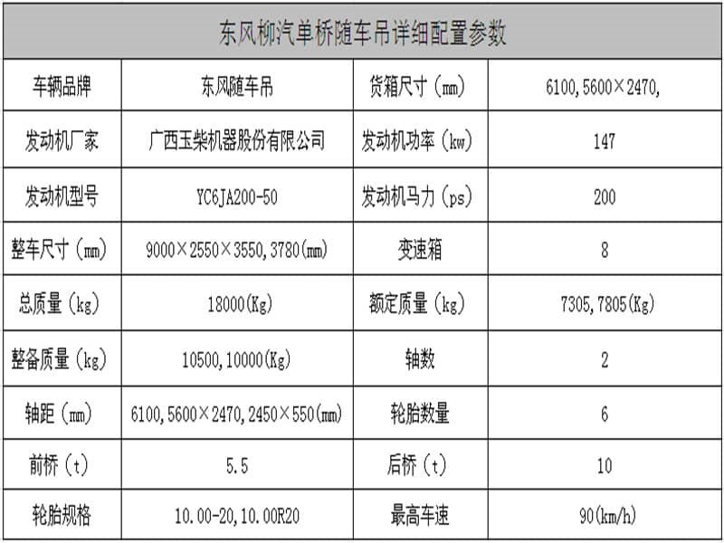 東風(fēng)柳汽徐工8噸隨車吊
