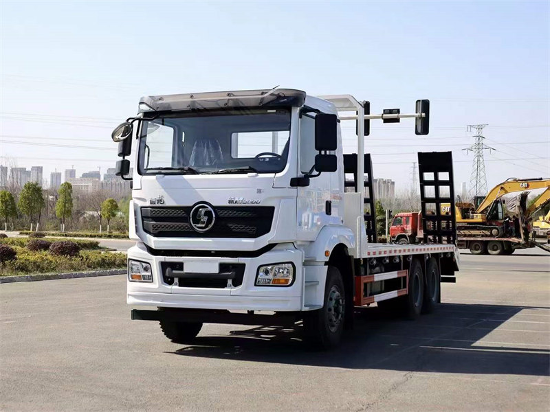 陜汽德龍后八輪平板拖車適合25噸挖機