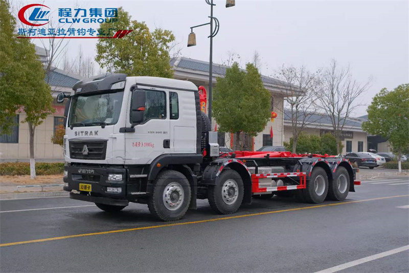 重汽汕德卡8*4勾?垃臂?圾車評測德國曼340馬力