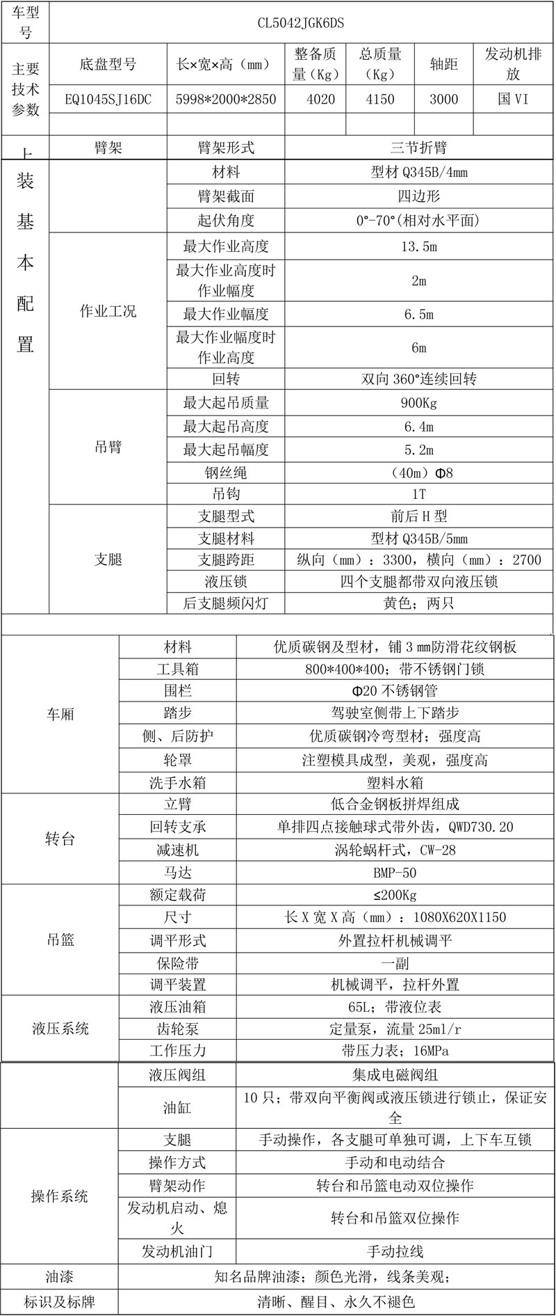 國(guó)六東風(fēng)途逸單排13.5米高空作業(yè)車