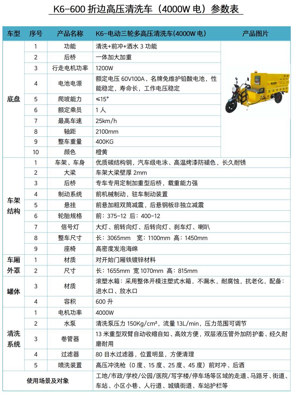 K6-電動三輪多功能高壓清洗車(4000W電動）